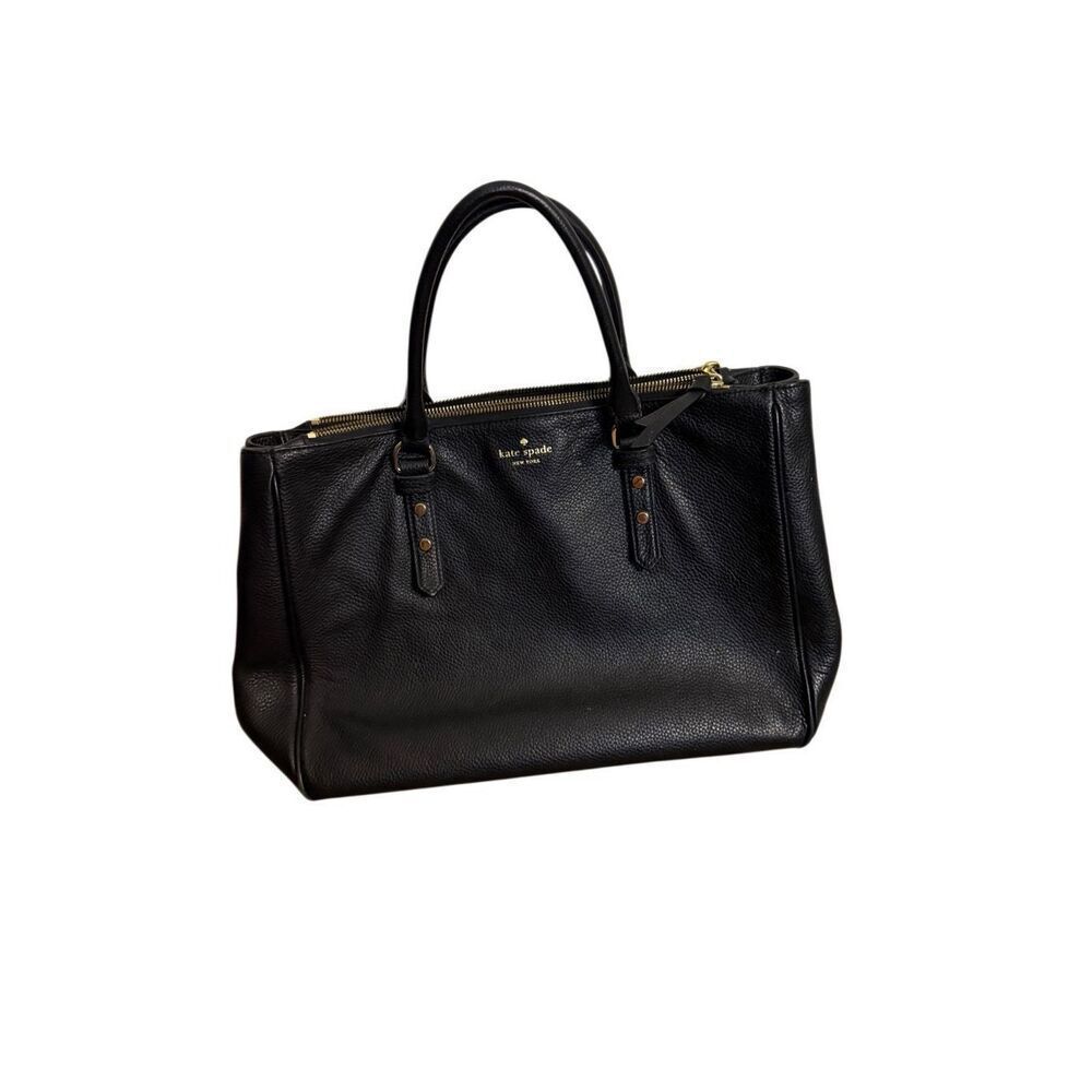 Kate Spade Pebbled Leather Double Zipper Closure Satchel Black